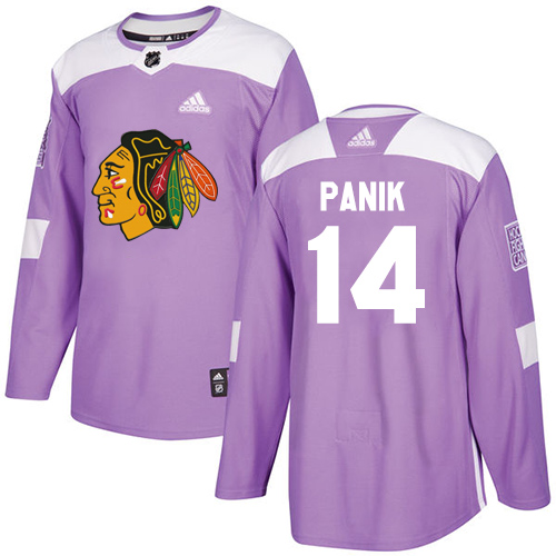 Adidas Blackhawks #14 Richard Panik Purple Authentic Fights Cancer Stitched NHL Jersey